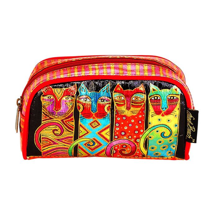 Laurel Burch - Foiled Floral Cats Cosmetic Bag (Orange & Fuchsia)