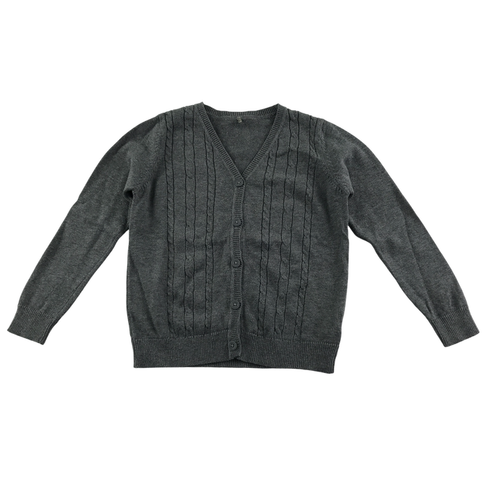 Light grey girls cable knit school cardigan