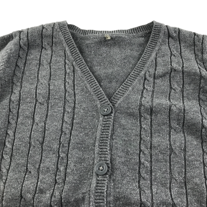 Light grey girls cable knit school cardigan