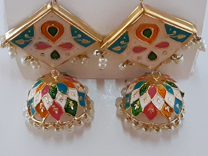 Light multi colors meena earrings - NATASHAHS
