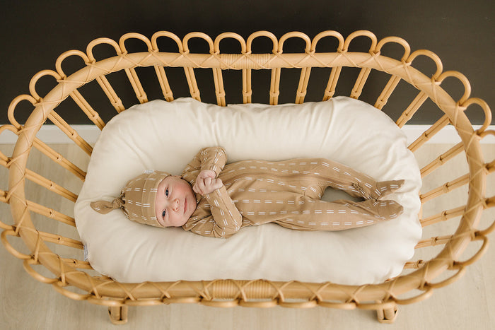 Light Mustard Strokes Newborn Knot Hat