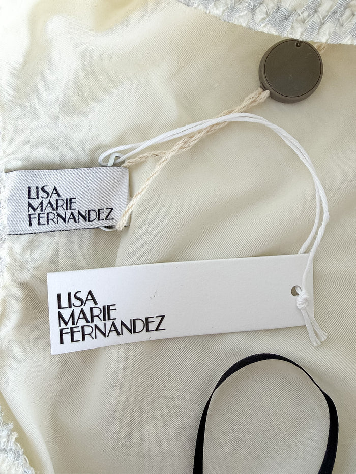 Lisa Marie Fernandez White Seersucker Crinkle Cut-Out Swimsuit