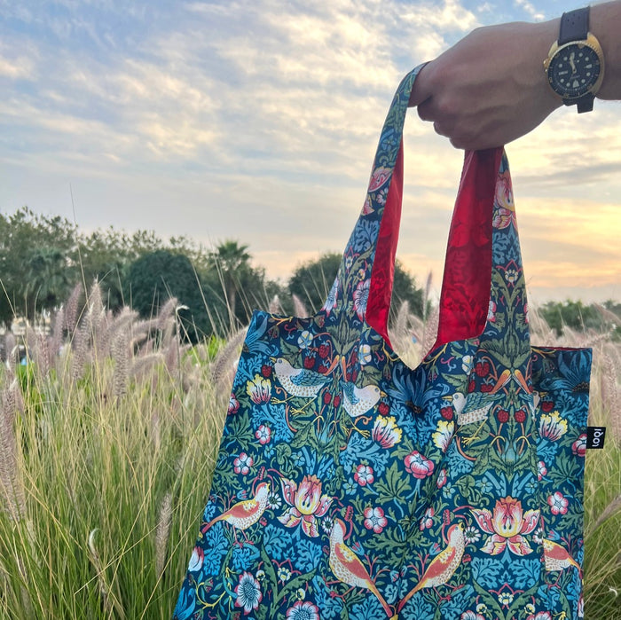LOQI Museum Art Recycled Tote Bag - The Strawberry Thief by William Morris