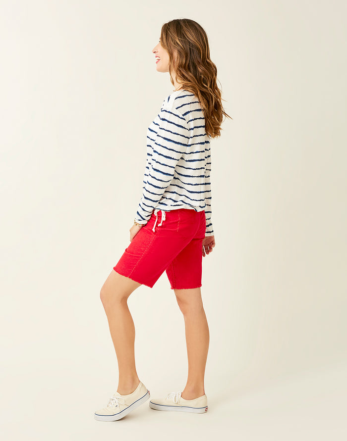 Lorena Top: Navy Tie Dye Stripe - FINAL SALE
