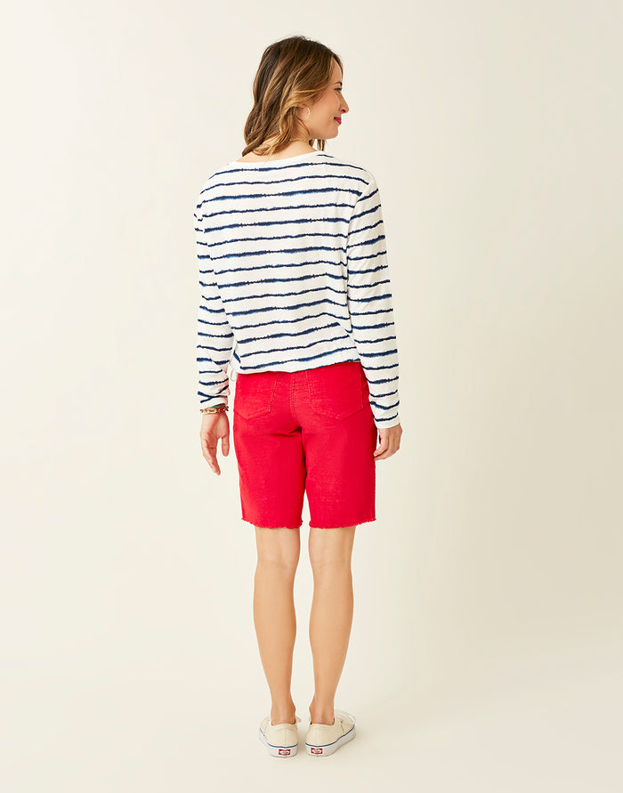 Lorena Top: Navy Tie Dye Stripe - FINAL SALE