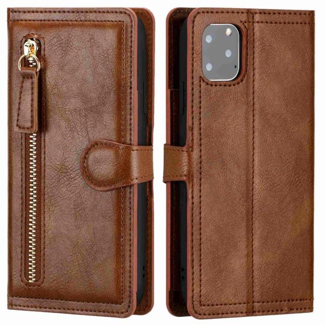 Luxury Faux Leather Zippered Flip Wallet Phone Case For Assorted iPhones