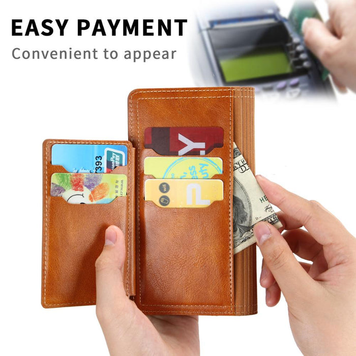 Luxury Faux Leather Zippered Flip Wallet Phone Case For Assorted iPhones