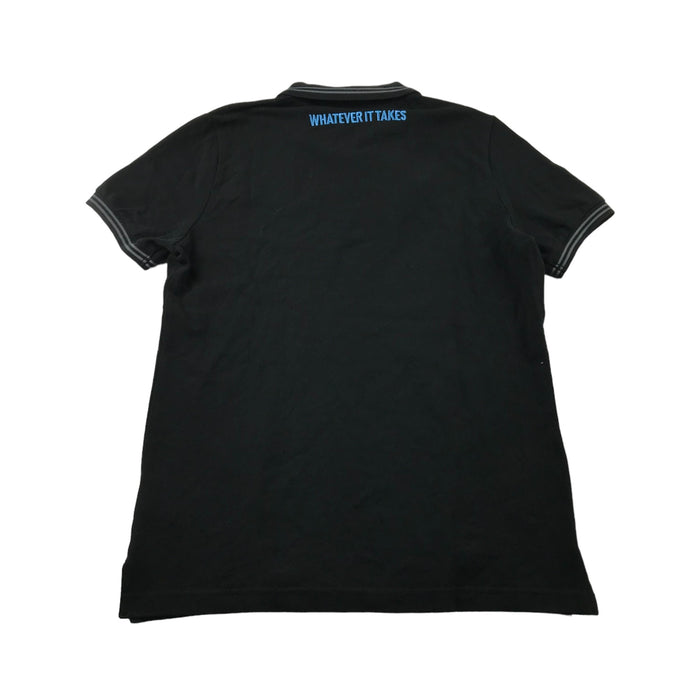 Macron Glasgow Warriors Rugby Polo Shirt Womens Size 12 Black Button Up Neck Short Sleeve Cotton