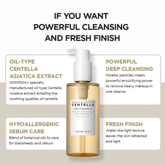 Madagascar Centella Light Cleansing Oil 200ml - Based Cleanser Skin1004 Makeup Removers