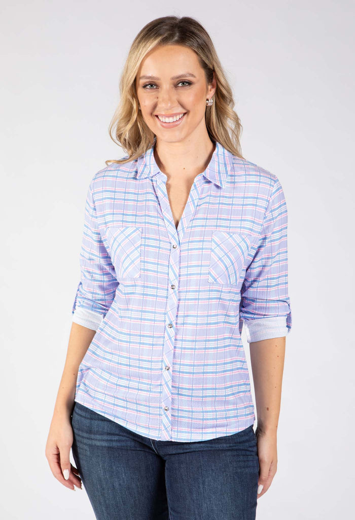Mado Check Print Blouse