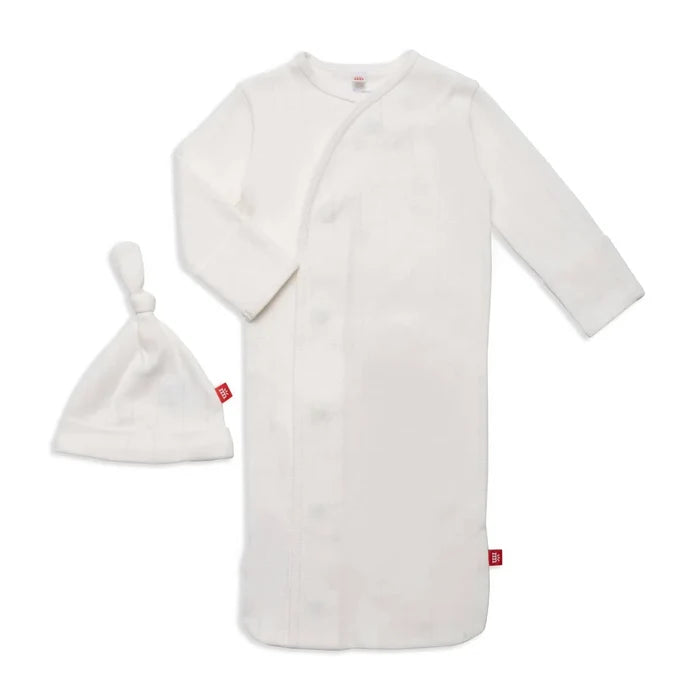 Magnetic Me Love Lines Organic Cotton Magnetic Cozy Sleeper Gown + Hat Set