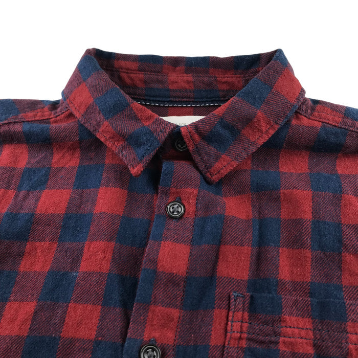 Mango 7-8 years red and black checked with front pocket buttoned cotton shirt