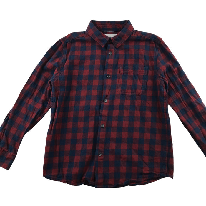 Mango 7-8 years red and black checked with front pocket buttoned cotton shirt