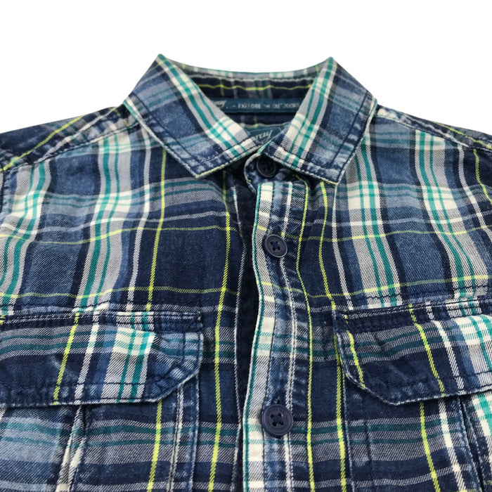 Mantaray 5-6 years green and navy checked buttoned shirt