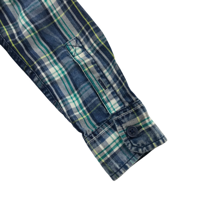 Mantaray 5-6 years green and navy checked buttoned shirt