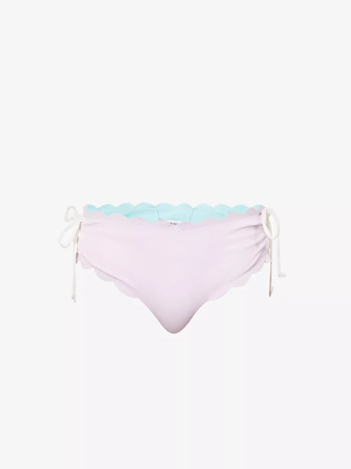 MARYSIA Reversible Scalloped Seersucker Violet / Blue Tie Detail Bikini Bottoms - House Of Huntington