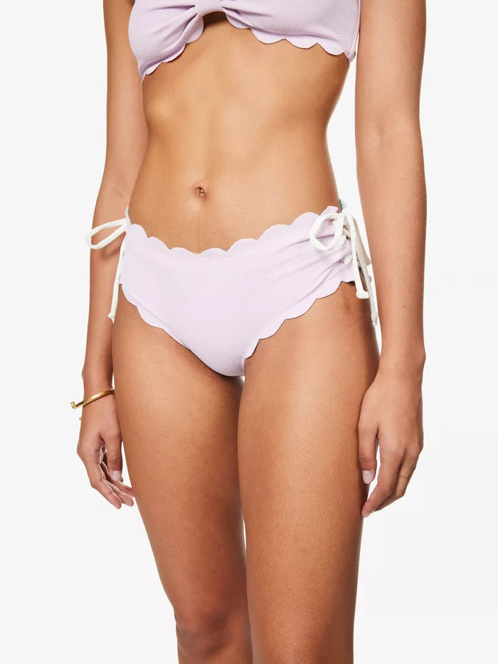 MARYSIA Reversible Scalloped Seersucker Violet / Blue Tie Detail Bikini Bottoms - House Of Huntington