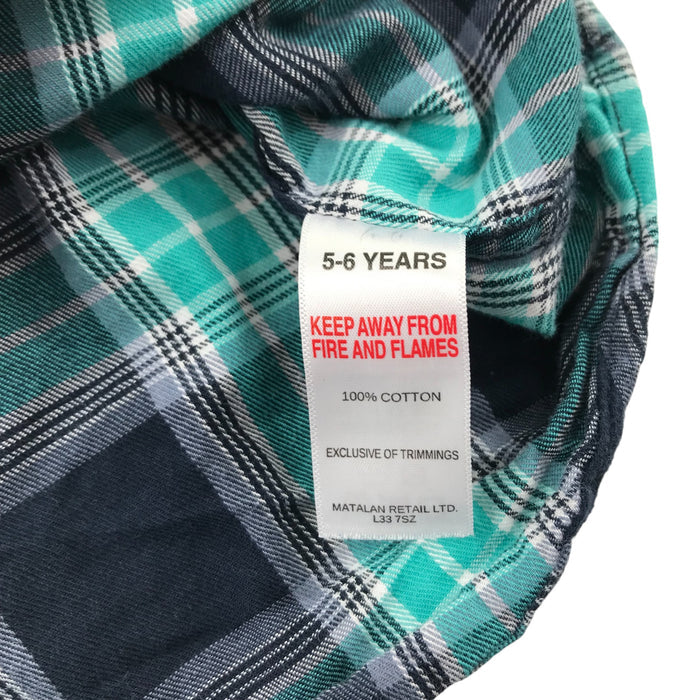 Matalan 5-6 years green checked cotton shirt