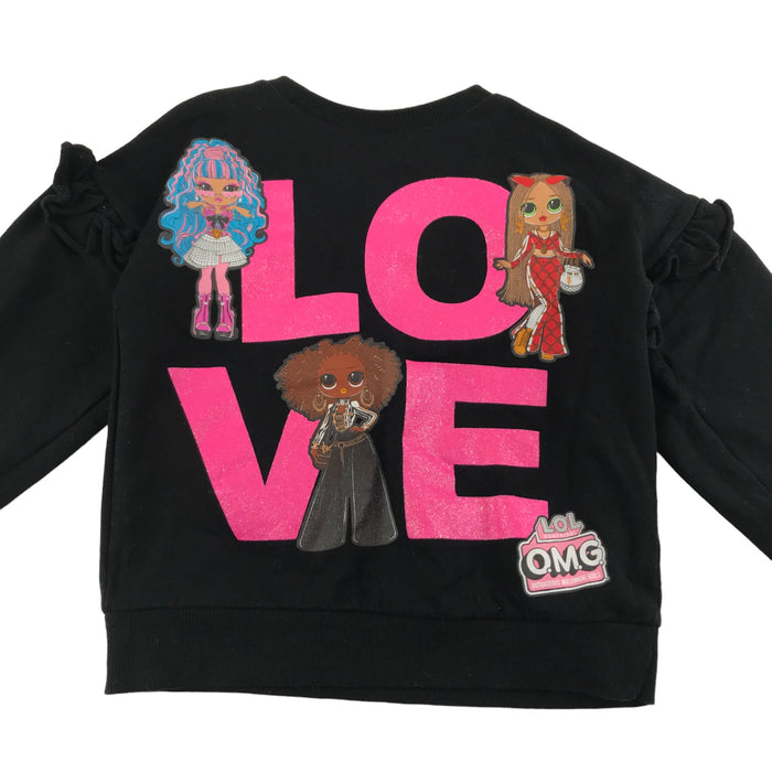 Matalan 5 years black love lol print frilled details cotton sweater