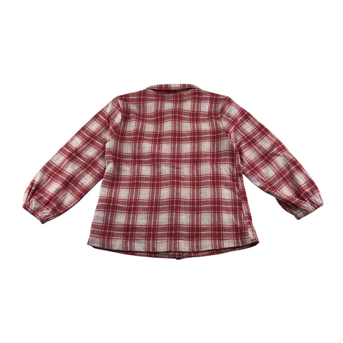 Matalan 6-7 years red check frill blouse