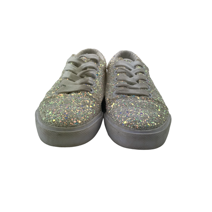 Matalan size UK 1 white glitter trainers