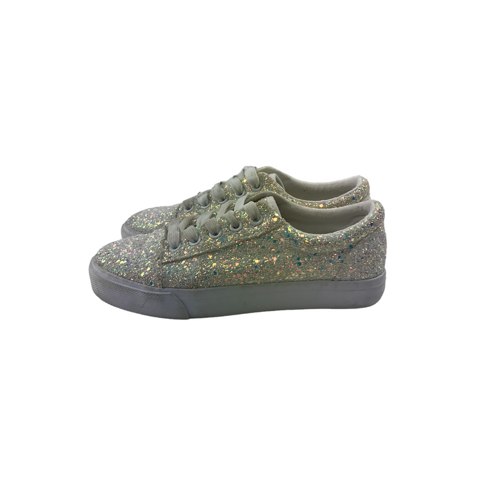 Matalan size UK 1 white glitter trainers
