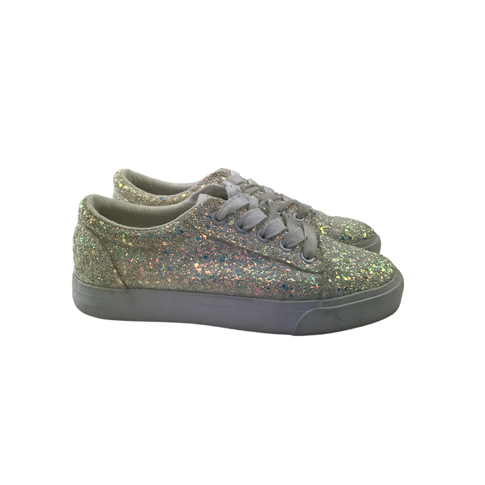 Matalan size UK 1 white glitter trainers