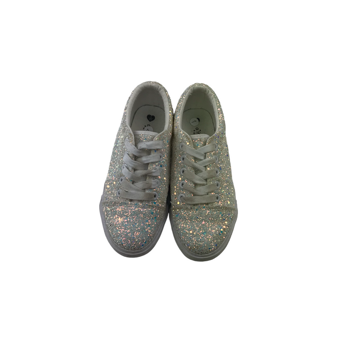 Matalan size UK 1 white glitter trainers