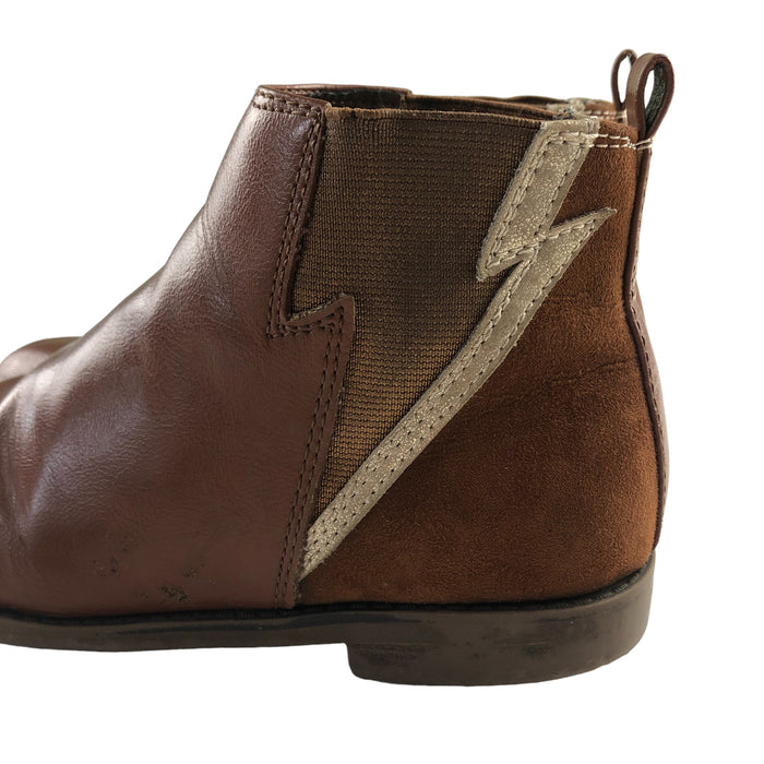Matalan size UK 2 brown slip on lighting boots