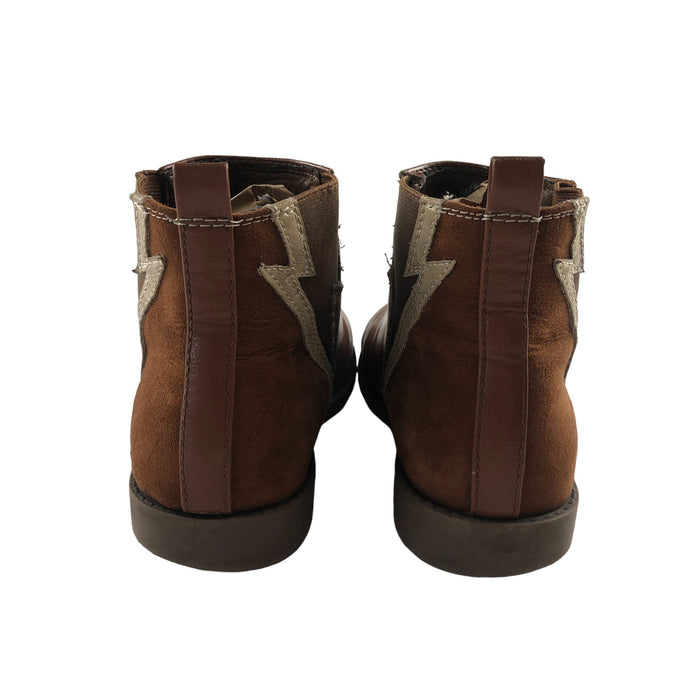 Matalan size UK 2 brown slip on lighting boots