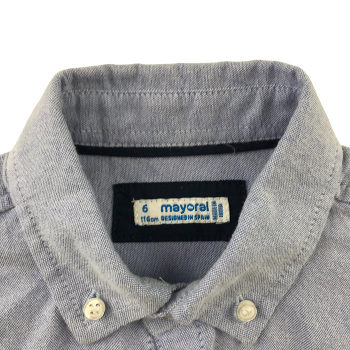 Mayoral 5-6 blue plain cotton shirt