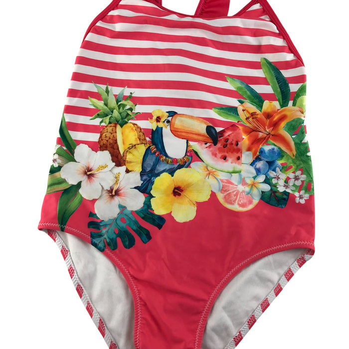 Mayoral 6-7 years red white floral toucan one-piece swimsuit