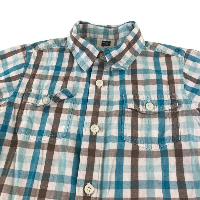 M&Co 4-5 years white light blue checked cotton shirt