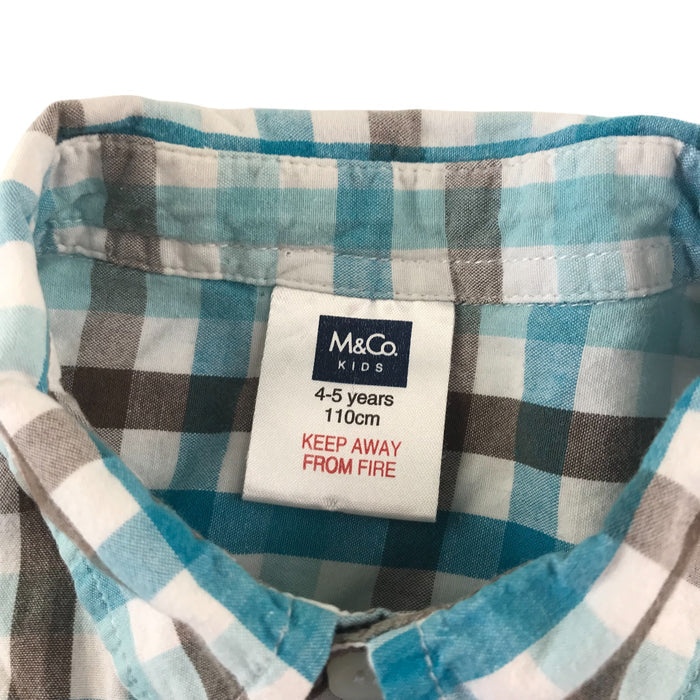 M&Co 4-5 years white light blue checked cotton shirt