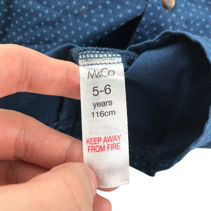M&Co 5-6 years navy small star print cotton shirt