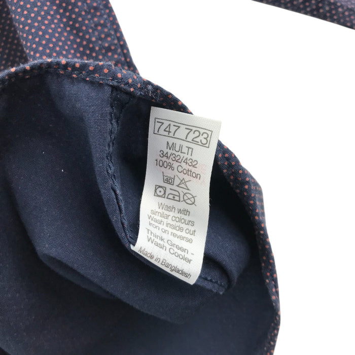 M&Co 6-7 years navy with burgundy dots shirt
