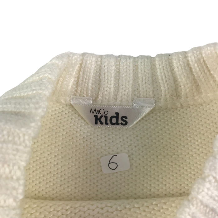 M&Co 6 years white hearts jumper