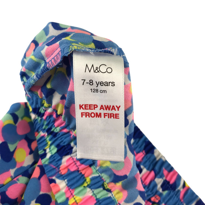 M&Co 7-8 years blue and pink spots frilled hem shorts