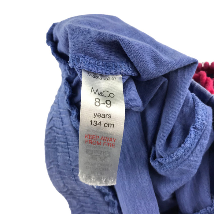M&Co 8-9 years blue and pink light soft cotton shorts