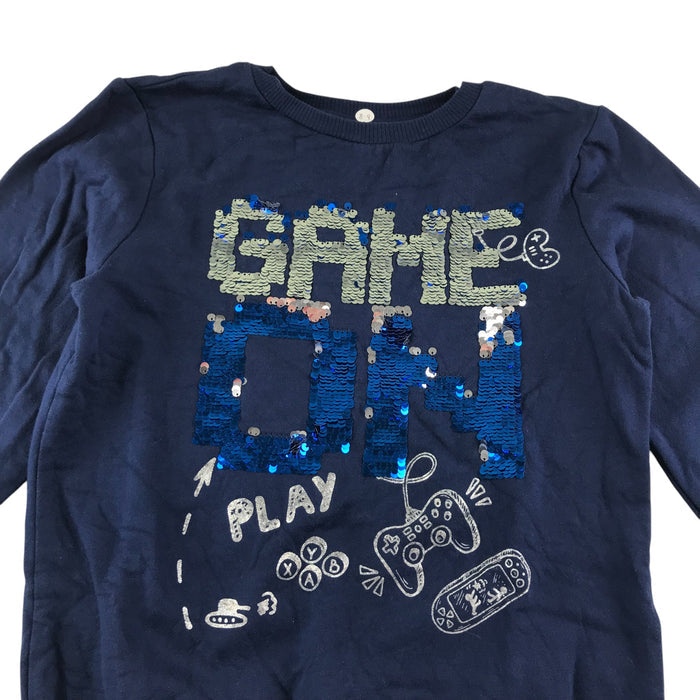 M&Co 8-9 years navy sequin gaming print cotton sweater