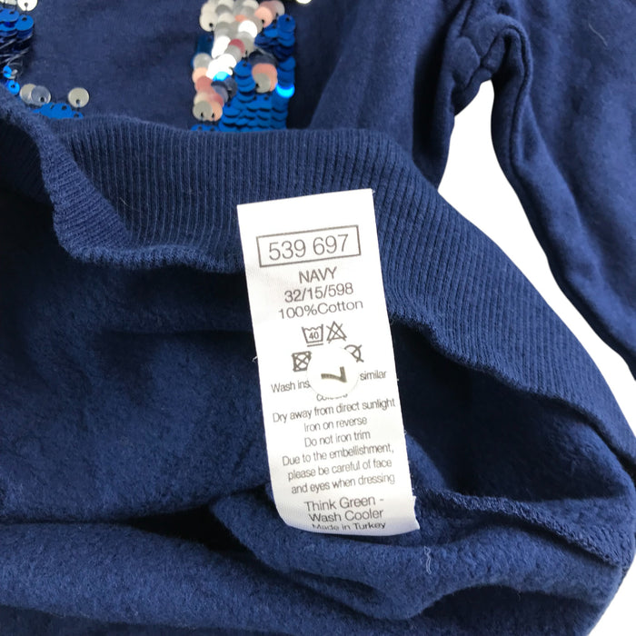 M&Co 8-9 years navy sequin gaming print cotton sweater