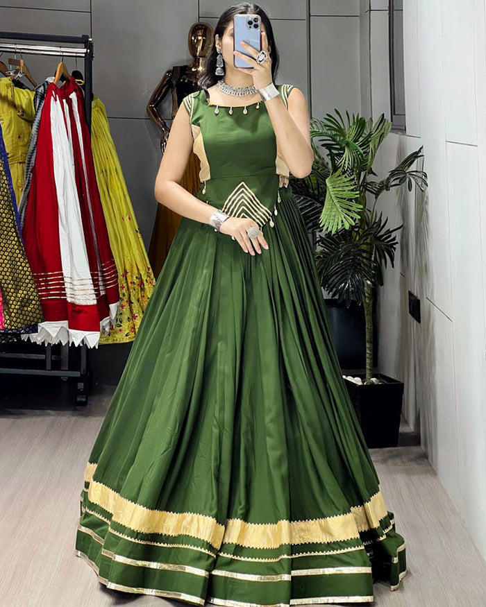 Mehandi Color Pure Rayon Cotton Navratri Lehenga Choli