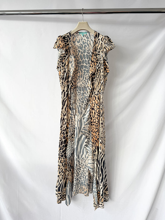 Melissa Odabash Brianna Leopard Print Kaftan Beach Cover-Up Open Robe