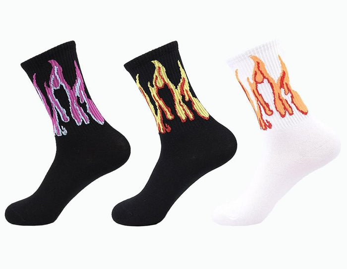 Men's Novelty Flames Assorted Coloured Cotton Socks