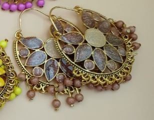 Metallic flower design Earrings - NATASHAHS
