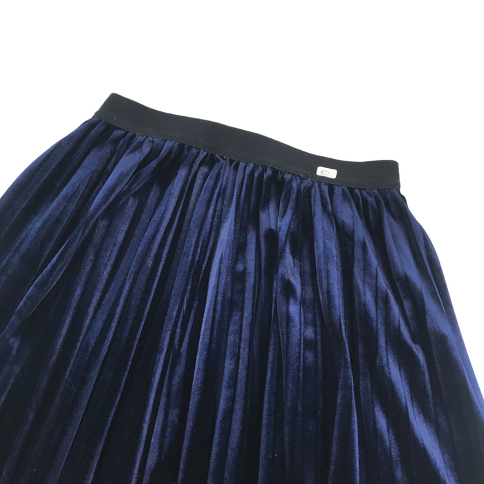 Mian Shu Shu 10-11 years navy velvet midi skirt