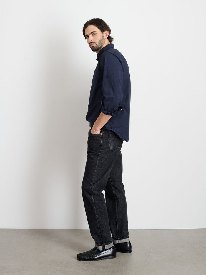 Mill Shirt in Cotton Poplin - Dark Navy