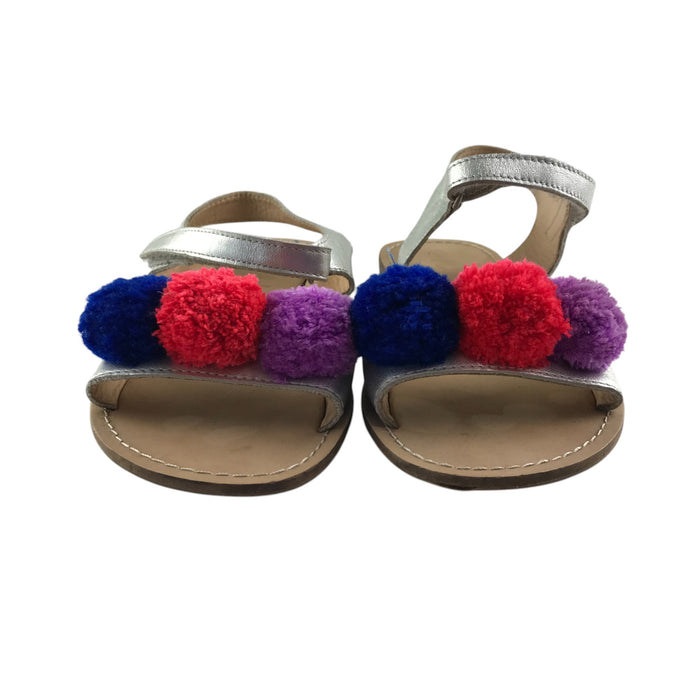 Mini Boden size UK 2 silver straps pom pom sandals