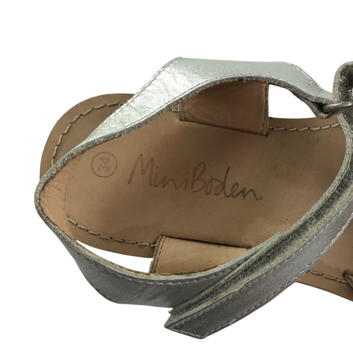 Mini Boden size UK 2 silver straps pom pom sandals