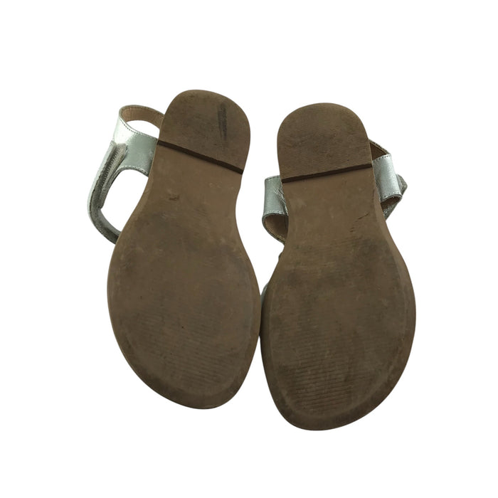 Mini Boden size UK 2 silver straps pom pom sandals